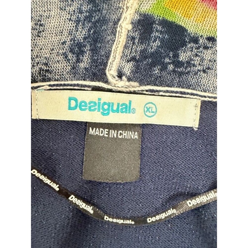 Desigual Rhinestone-Embellished Art Print Wrap Cardigan Sweater Metallic - Picture 4 of 12
